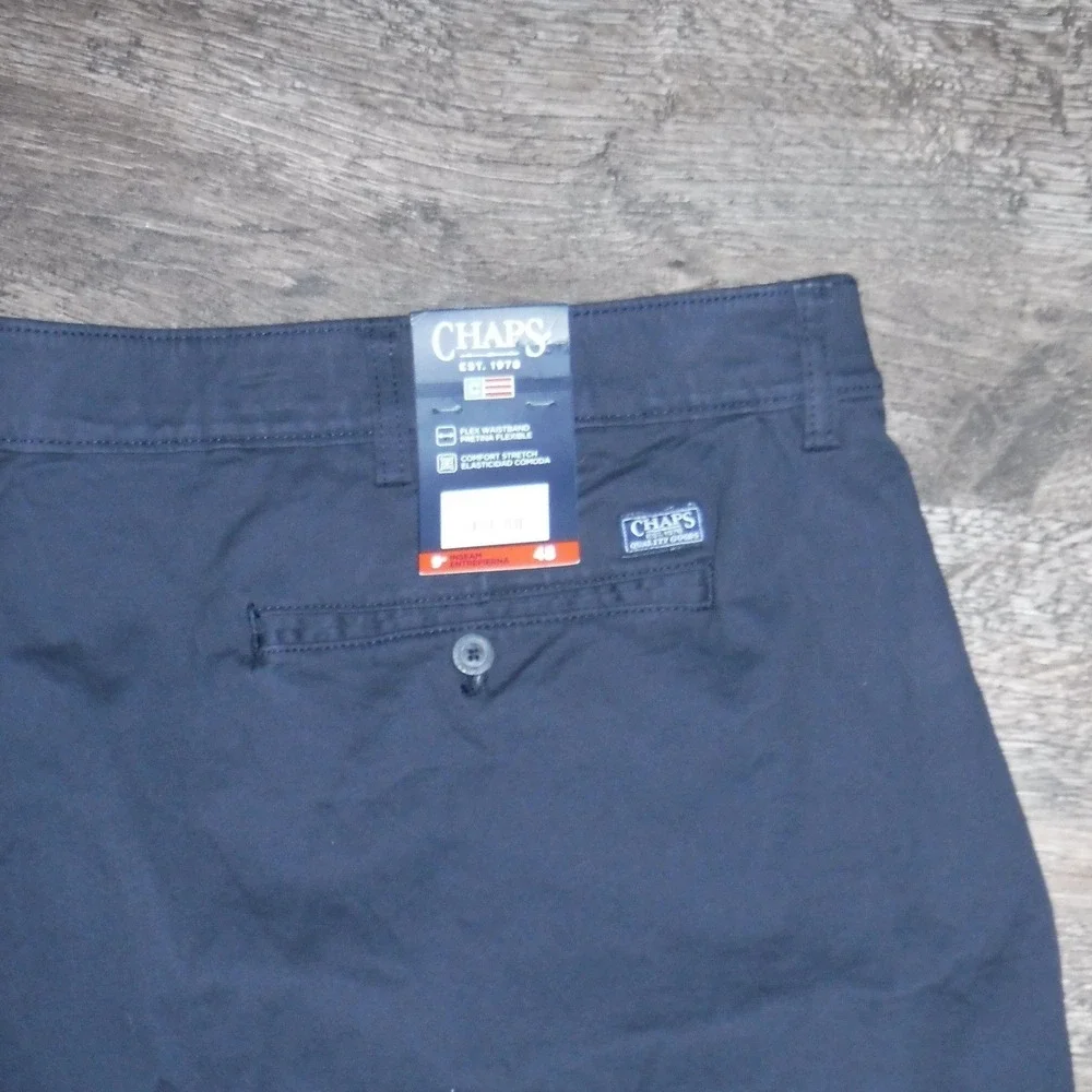 Chaps Big Tall Coastal Wash Flat Front‎ Shorts Navy Blue Size 48